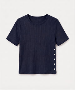 サイドボタンリブTシャツ
