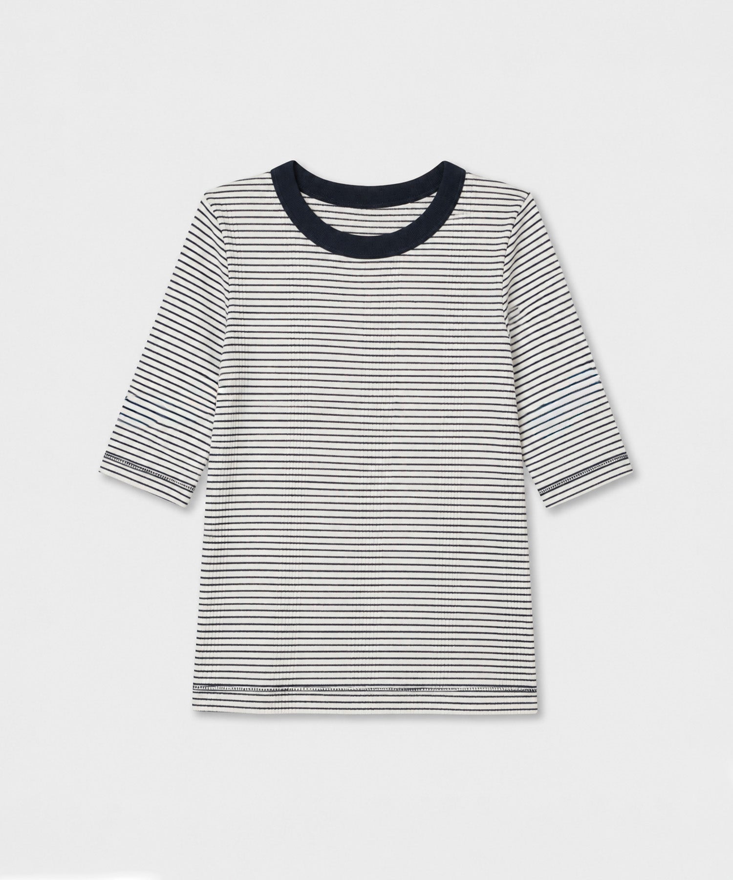 配色パネルリブボーダー5分袖Tシャツ