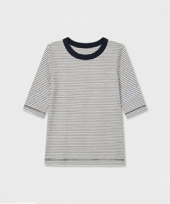 配色パネルリブボーダー5分袖Tシャツ